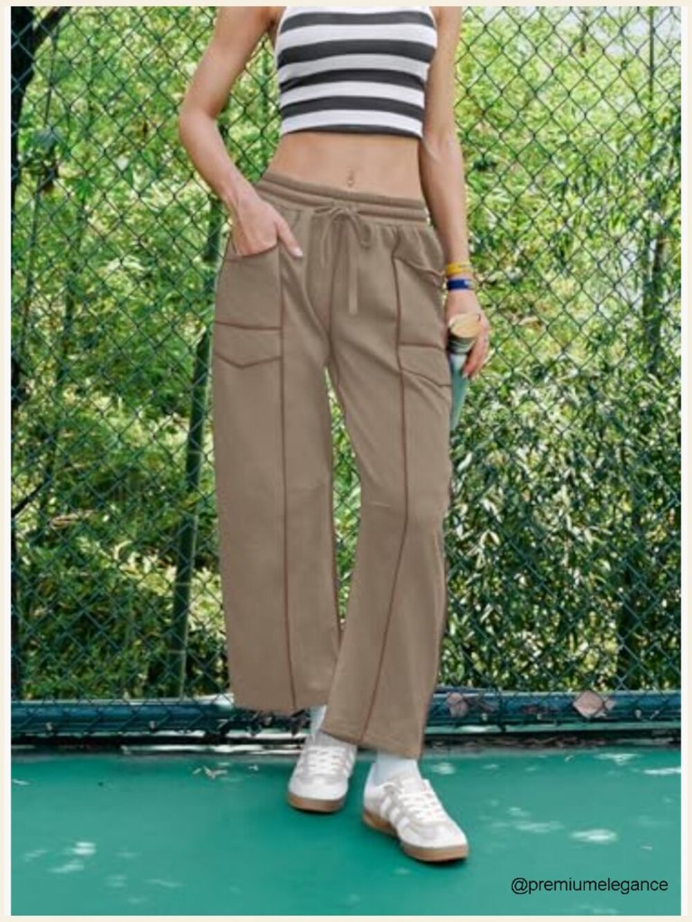 Baggy Wide Leg Palazzo Pants Mid Rise Elastic Waist - Picture 6 of 7